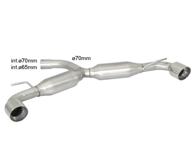 POSTERIORE INOX SDOPPIATO TERMINALI ROTONDI 102MM SPORT LINE RAGAZZON VW GOLF MK6 2.0 GTI TSI 155/173KW DIAM.70MM 2009+
